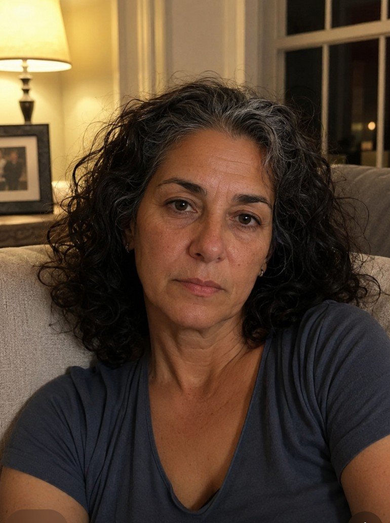 Linda Marchetti at home in the evening, before starting Cardio Slim Tea